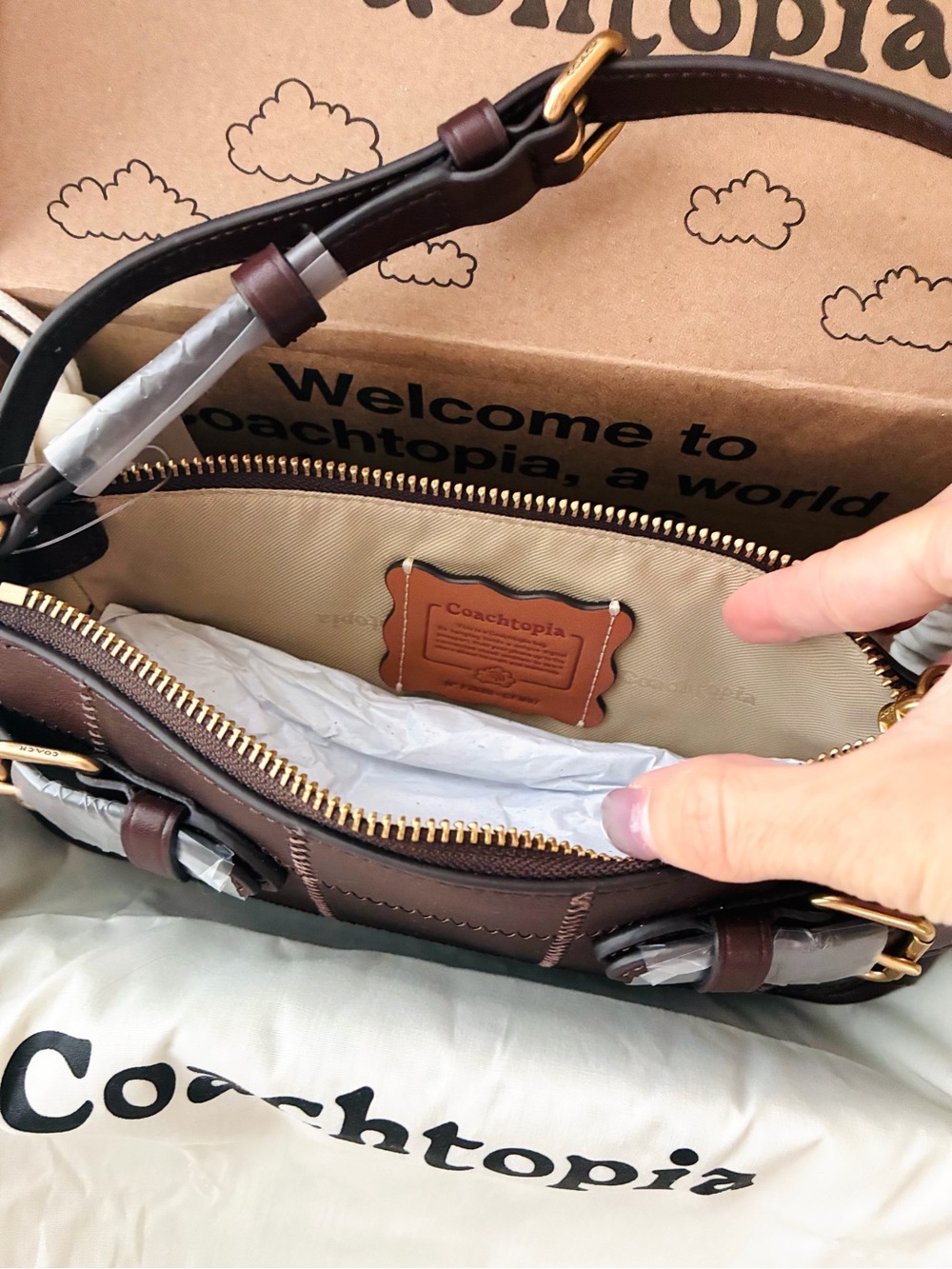 NWT🍁Coach Coachtopia Alter/Ego Side Buckle Shoulder Bag Maple CFM97 Patchwork - Picture 5 of 9